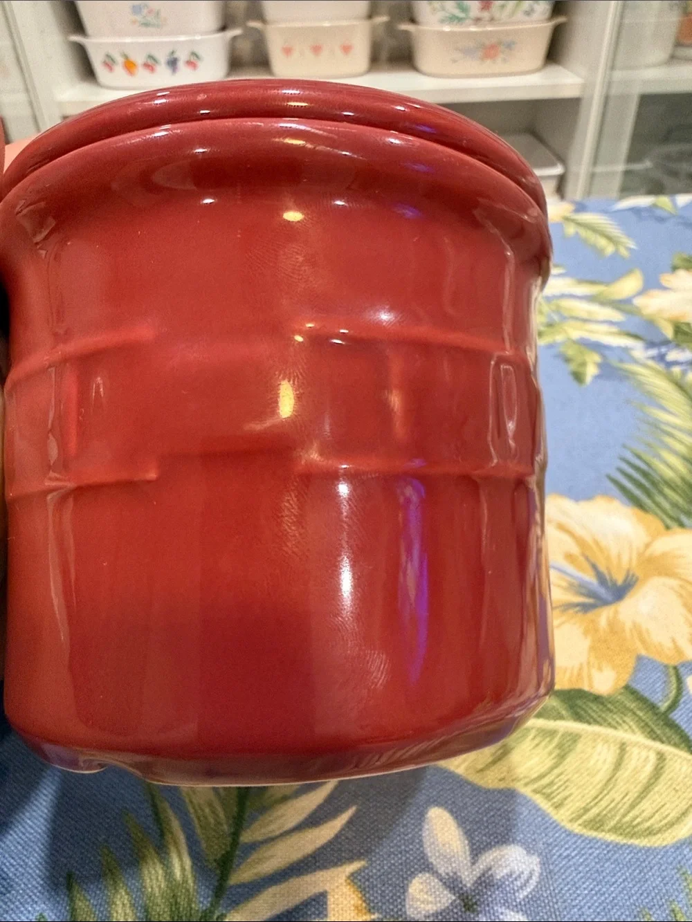 Longaberger Red Ceramic Lidded Pantry Jar